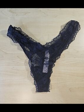 Victoria's Secret Dark Navy Lace Thong